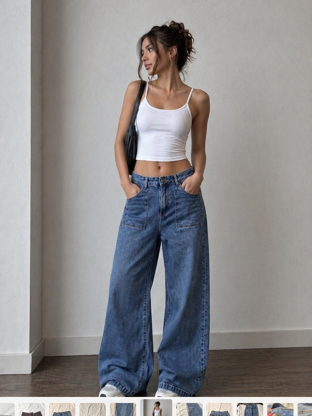 Wide-Leg High-Rise Women's Jeans in Medium Blue